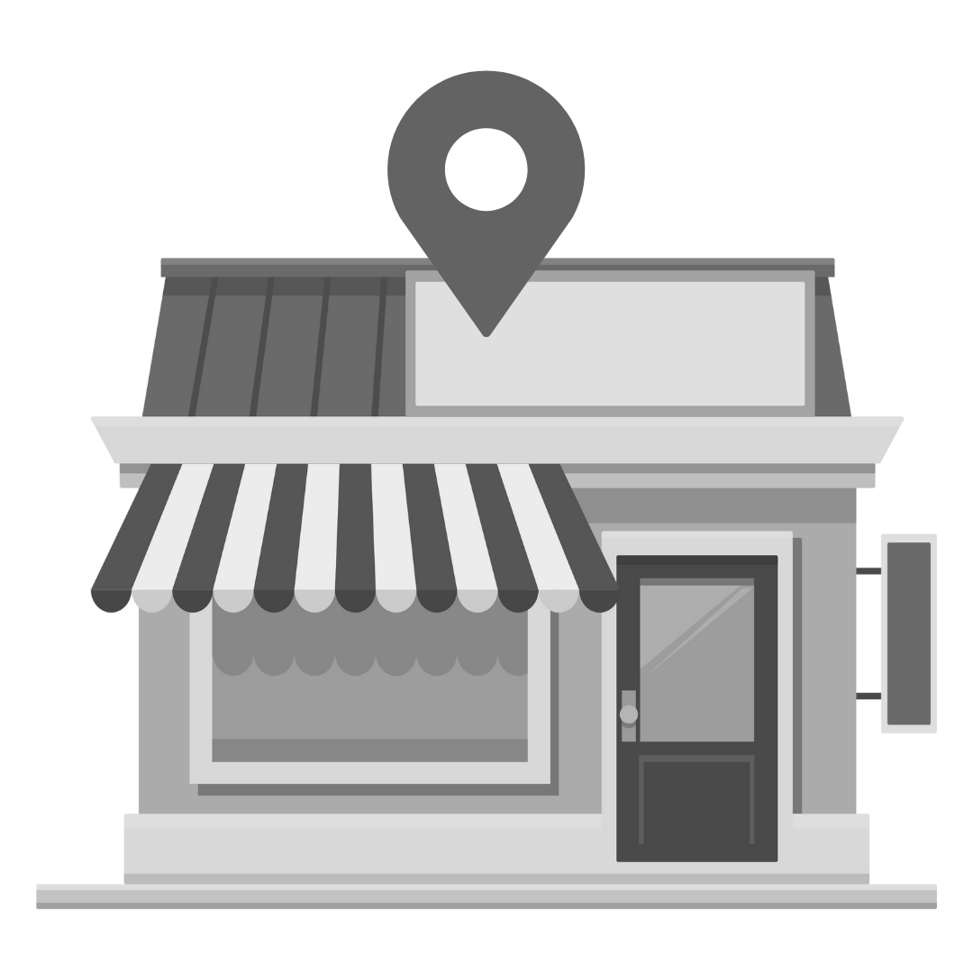 illustration de la façade d'un magasin en noir et blanc