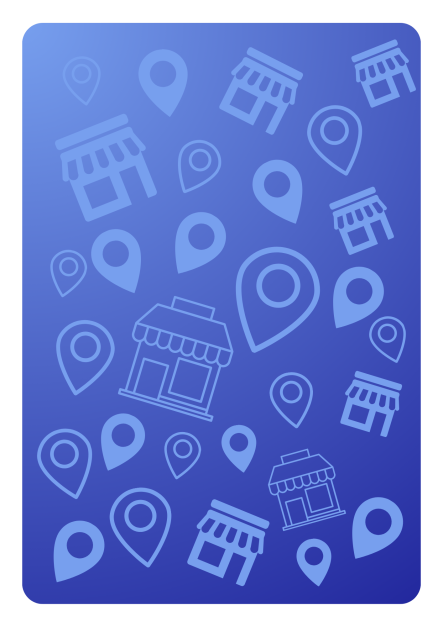 fond de couleur bleu avec pictos magasins et pins